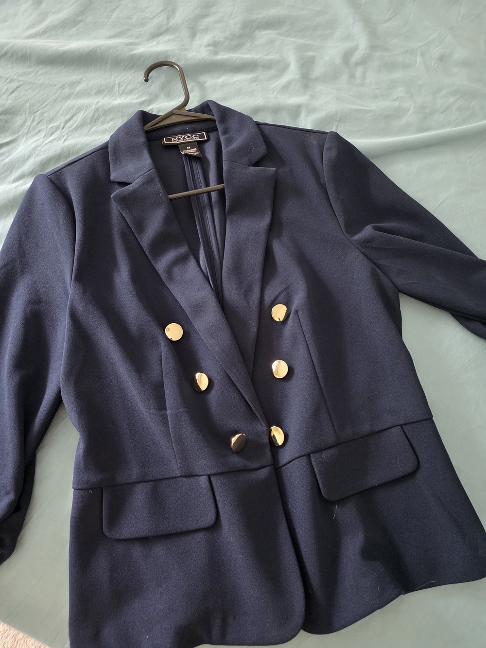 NYCC Navy Double-Breasted Blazer with Gold Buttons Size S/M